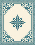 Ornate Teal Arabesque Corner Medallion Rug