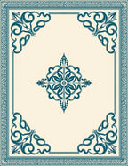 Ornate Teal Arabesque Corner Medallion Rug