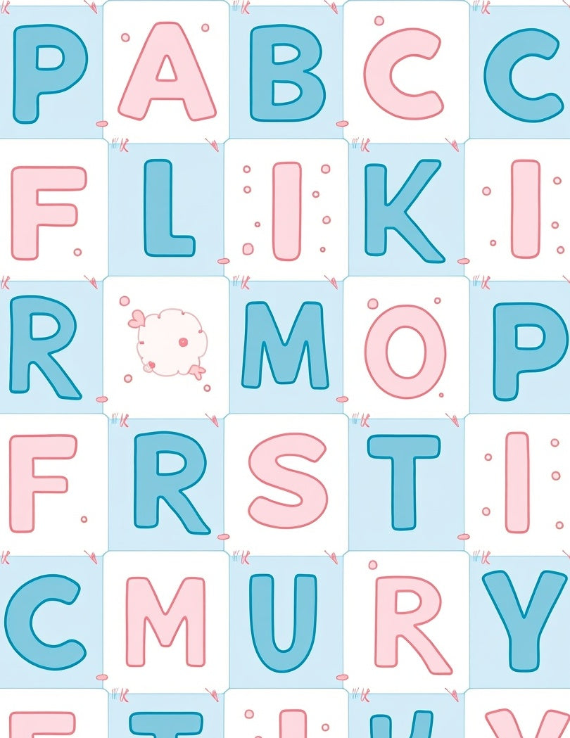 Playful Alphabet Blocks Blue Pink Rug