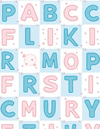 Playful Alphabet Blocks Blue Pink Rug