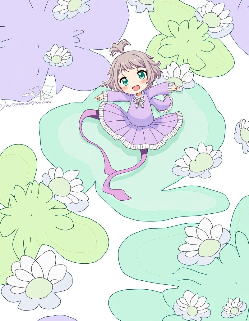 Pastel Lavender Green Floral Girl Rug