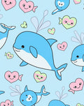 Cute Blue Whales Pastel Hearts Rug