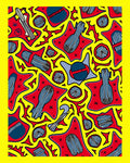 Bold Red Yellow Abstract Figure Collage Rug