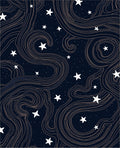 Midnight Sky White Star Swirls Rug