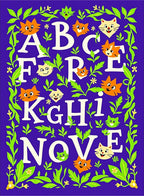 Whimsical Cat Alphabet Garden Aura Rug