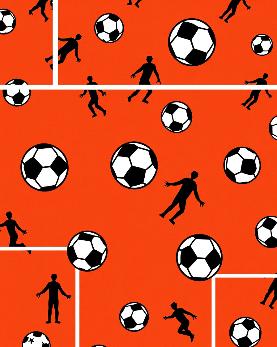 Orange Soccer Ball Player Collage Rug