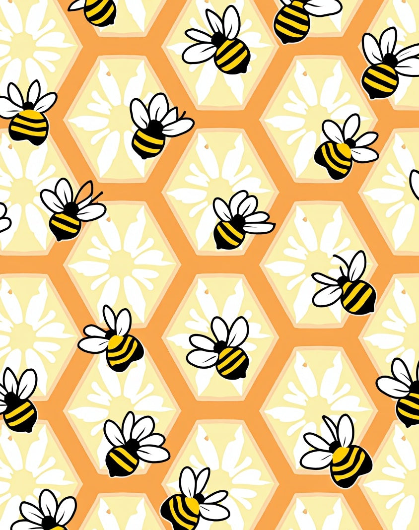 Cheery Bee Honeycomb Art Rug