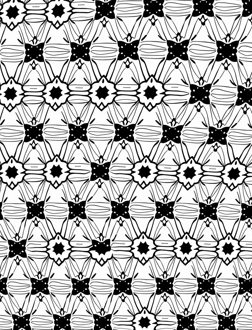 Black and White Geometric Starburst Medallion Rug