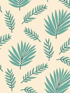 Teal Tropical Palm Leaf Arrangement Rug