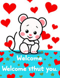 Cute White Mouse Red Hearts Background Rug