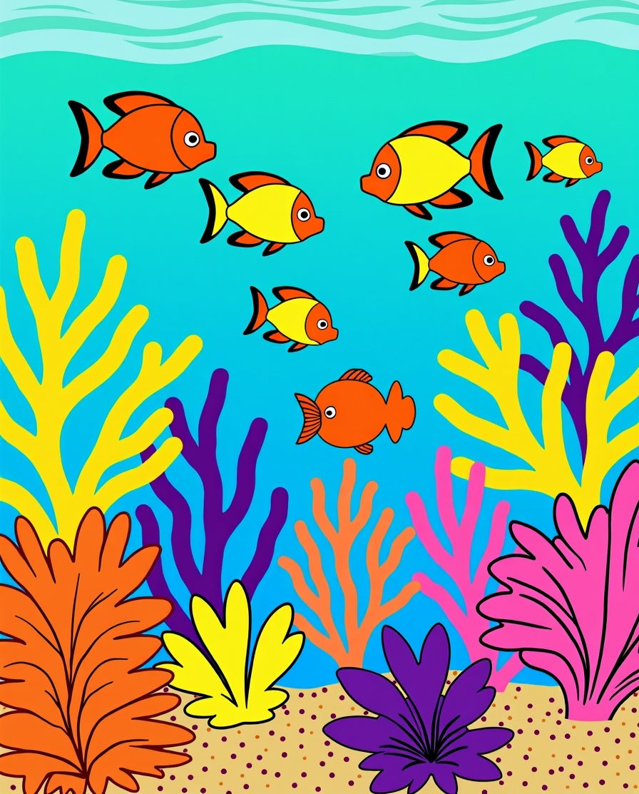 Bright Orange Yellow Fish Coral Rug