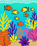 Bright Orange Yellow Fish Coral Rug