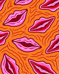 Vibrant Orange Pink Lips Swirl Rug