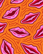 Vibrant Orange Pink Lips Swirl Rug