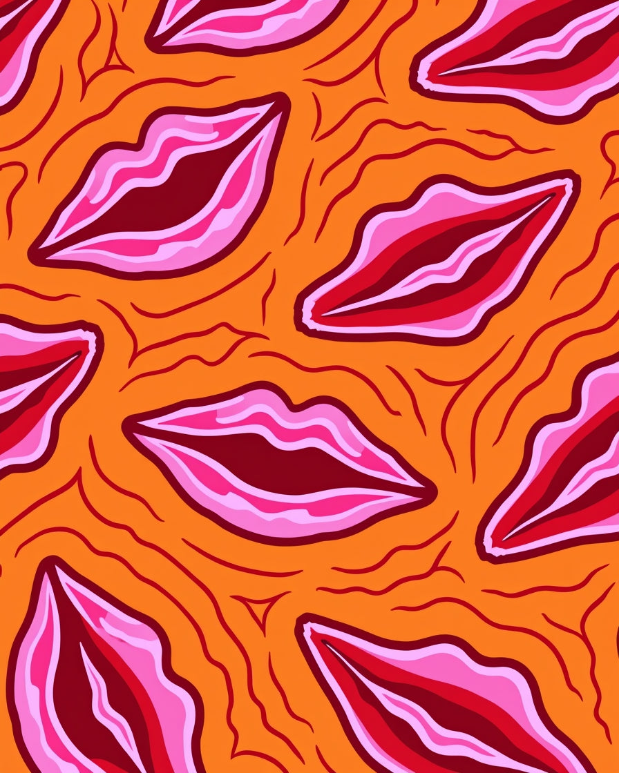 Vibrant Orange Pink Lips Swirl Rug