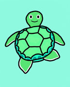 Cute Green Turtle Marine Life Rug