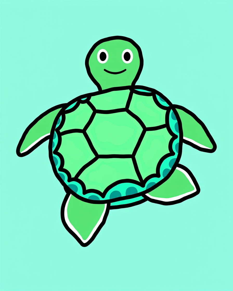 Cute Green Turtle Marine Life Rug