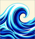 Modern Blue Swirling Wave Rug