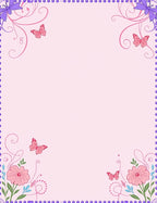 Pastel Pink Butterfly Floral Swirl Rug