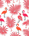 Coral Flamingos and Palm Fronds Rug