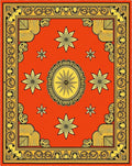 Vibrant Orange Yellow Floral Medallion Rug