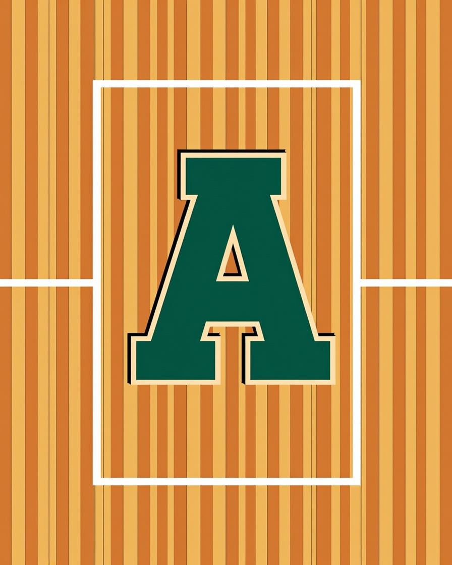 Green Varsity Letter A Stripes Rug