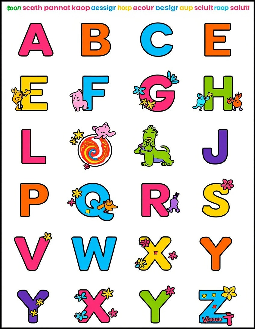 Alphabet Friends Fun Border Rug