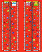 Whimsical Red Star Alphabet Train Rug