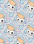 Whimsical Cat and Flower Pastel Abstract Rug