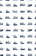 Navy Blue Sailing Ship Collage Rug