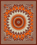 Warm Orange Floral Mandala Rug