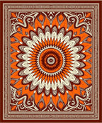 Warm Orange Floral Mandala Rug