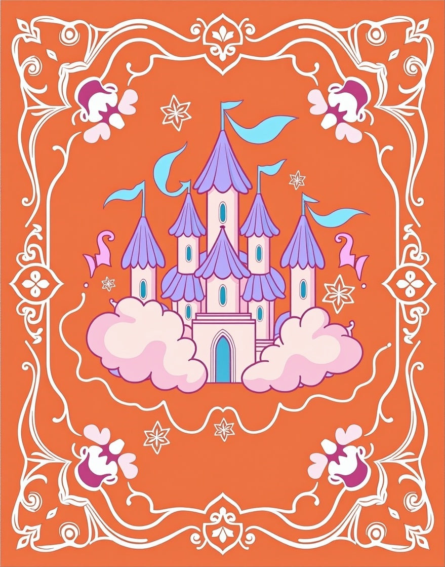 Whimsical Castle on Clouds Rug