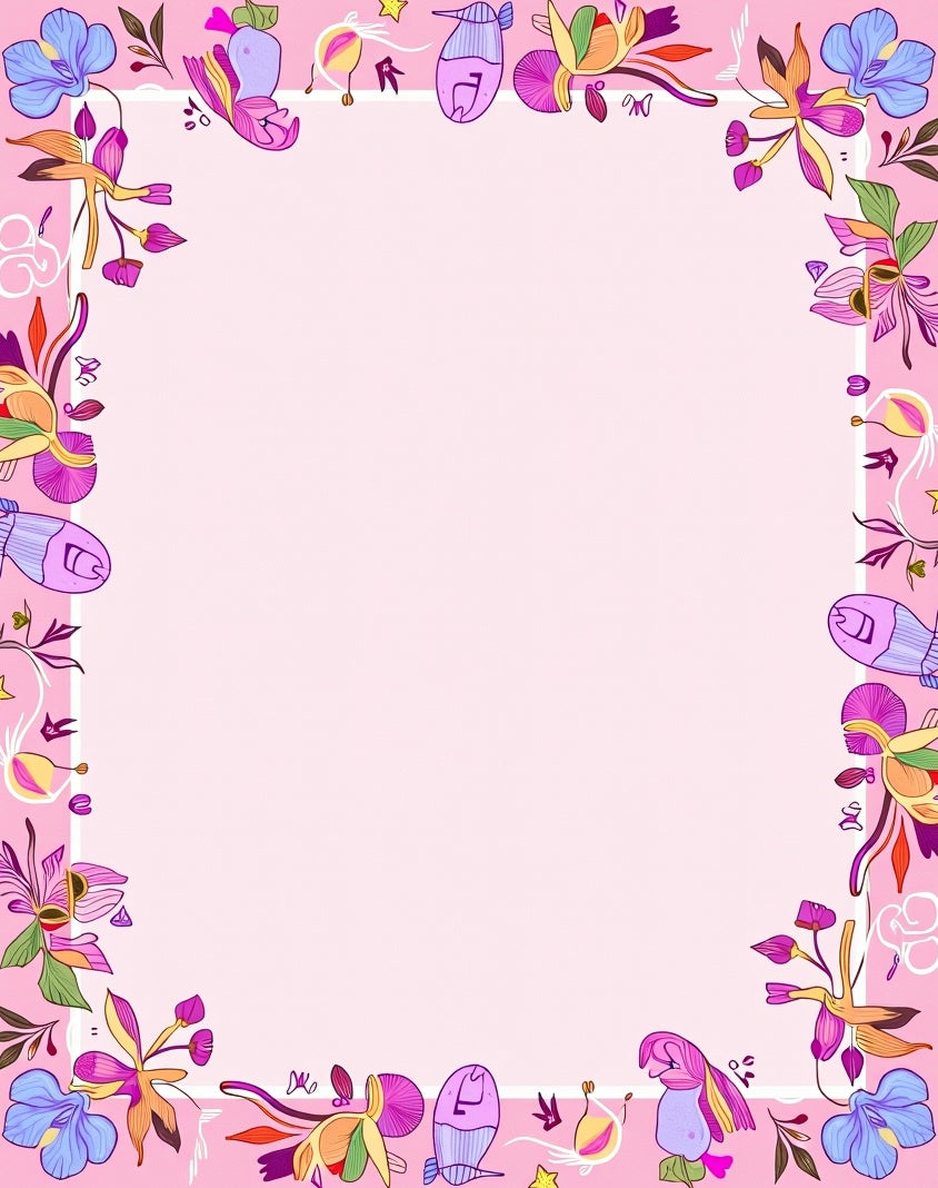 Whimsical Pink Floral Whimsical Creatures Rug