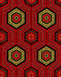 Red Black Yellow Hexagonal Medallion Rug