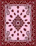 Crimson Floral Medallion Pink Border Rug