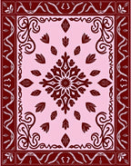 Crimson Floral Medallion Pink Border Rug