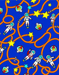 Cosmic Astronauts Yellow Star Orange Swirl Rug