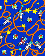 Cosmic Astronauts Yellow Star Orange Swirl Rug