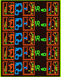 Vibrant Neon Orange Blue Geometric Squares Rug