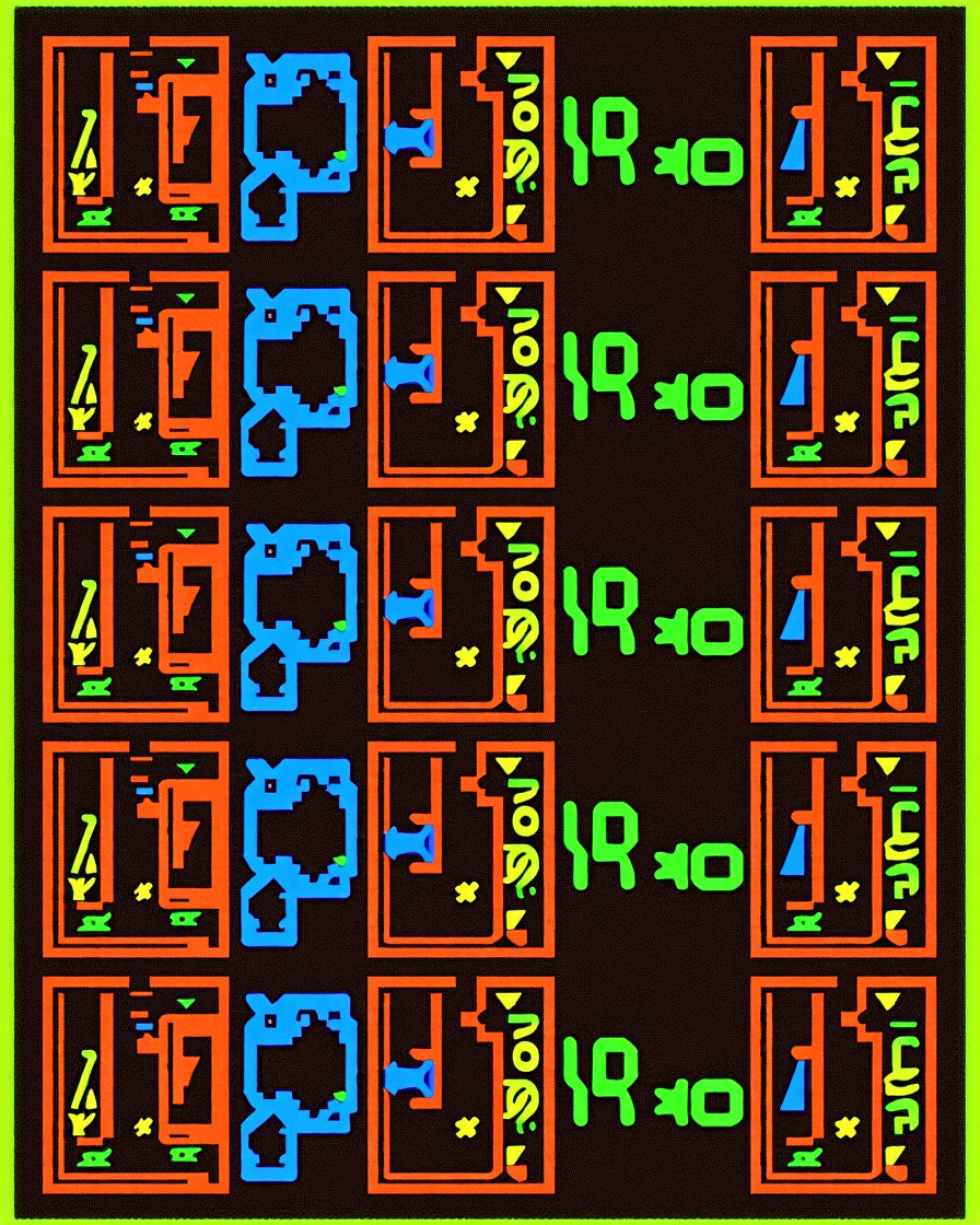 Vibrant Neon Orange Blue Geometric Squares Rug