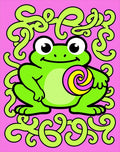 Whimsical Green Frog Lollipop Swirl Rug
