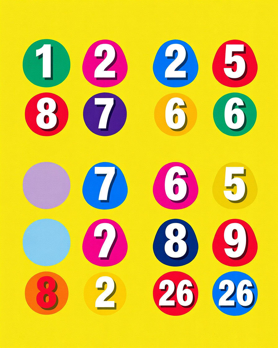Bold Retro Number Circles Rug