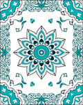 Teal Intricate Floral Star Medallion Rug