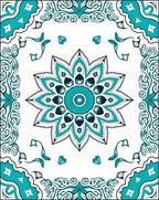 Teal Intricate Floral Star Medallion Rug