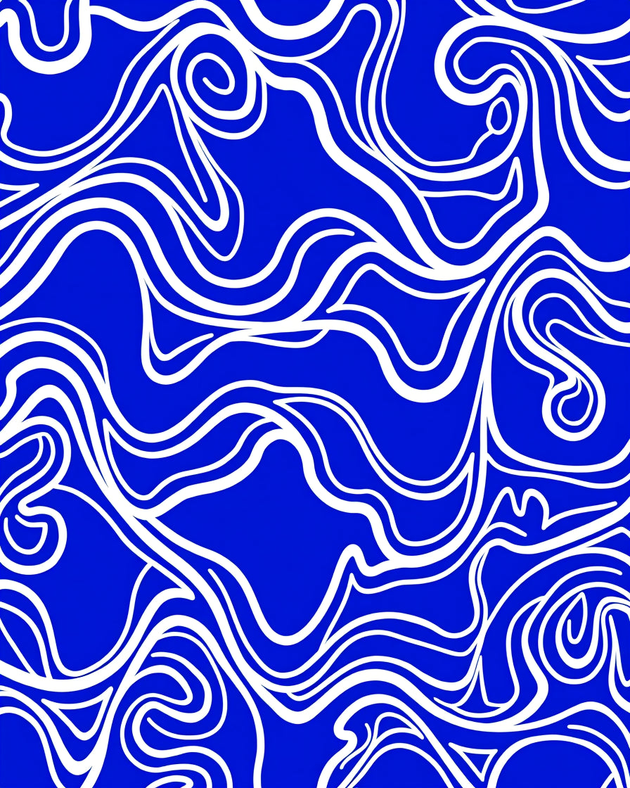 Vibrant Blue Organic Swirl Rug