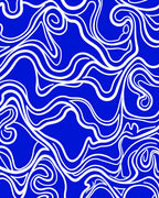 Vibrant Blue Organic Swirl Rug