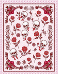 Dark Red Gothic Cranial Rose Arrangement Rug