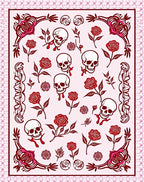 Dark Red Gothic Cranial Rose Arrangement Rug