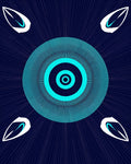 Cyan Concentric Circles White Petals Rug